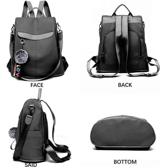 Backpack Purse for Women Waterproof Paint Black - Picture 4 of 6